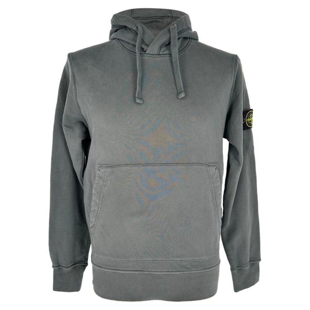 Stone Island Logo-Patch Hoodie in Dark Grey Cotton